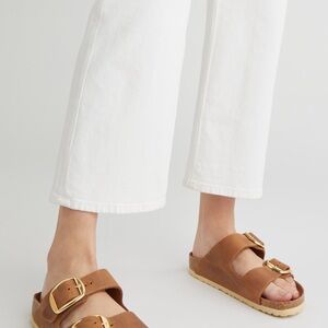 Arizona Leather Dual-Buckle Slide Sandals